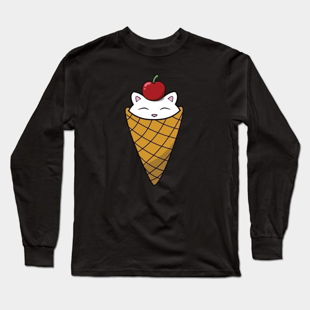 Cute cat in ice cream cone Long Sleeve T-Shirt by Purrfect